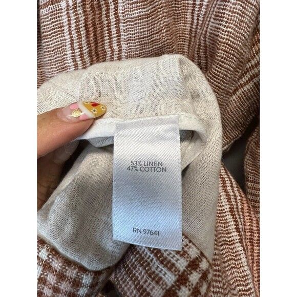 J. Jill Blazer Jacket Linen Blend Women's Harper Henna Plaid Oversized Petite L - Picture 8 of 14